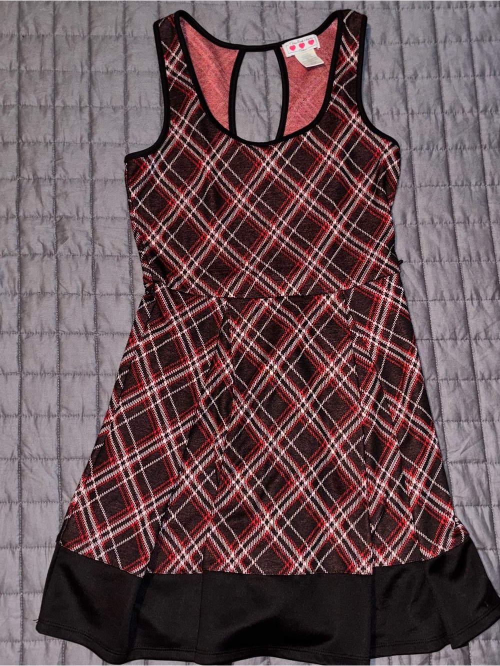 Trixxi Red, Black and White Plaid Skater Dress